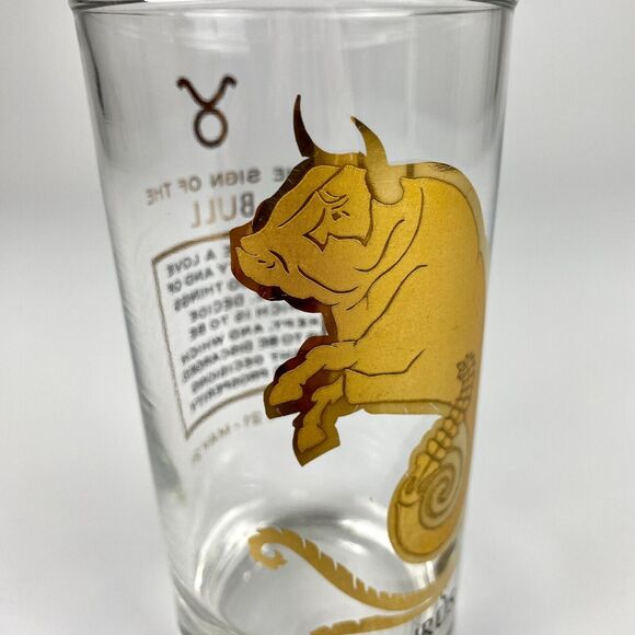 VTG MCM Anchor Hocking Zodiac Highball Tumbler Glass Taurus Astrology 1960s - Picture 2 of 5
